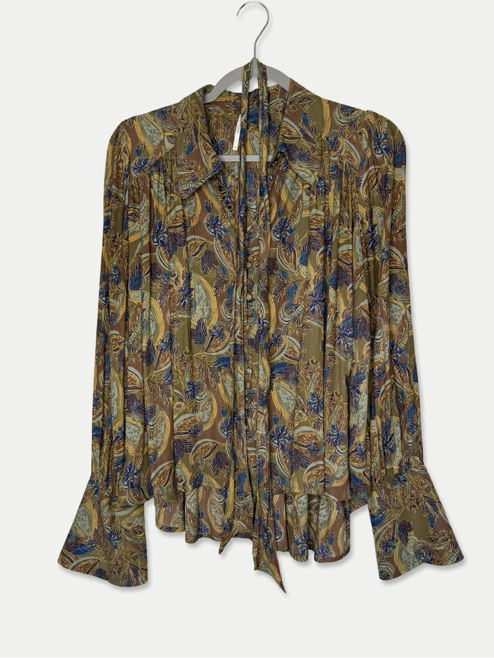 Free People Paisley Blouse Size S Bell Sleeve Boho